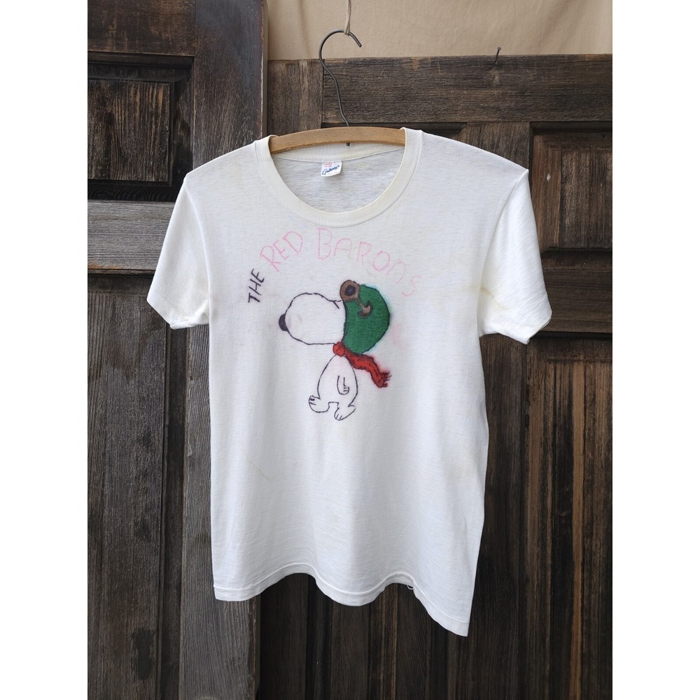 Vintage 1960s The Red Barons Hand Drawn Snoopy T-shirt Peanuts Youth Large
